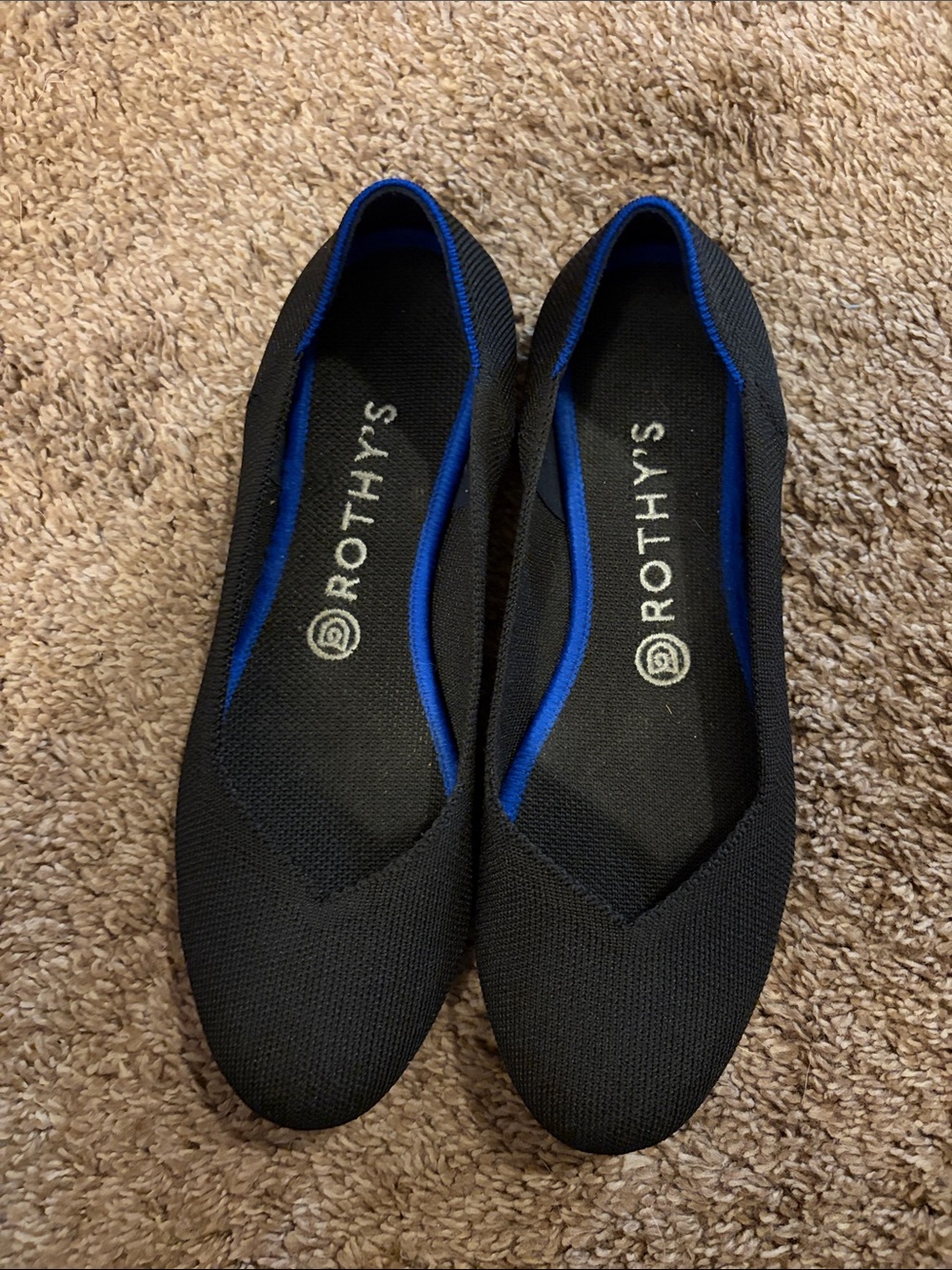 Rothy's "The Flat" Black Ballet Flat Slip-On Office Capsule Coastal Modern 8.5